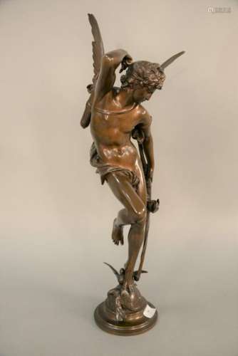 J. Coutan sculpture of cupid angel holding bow with