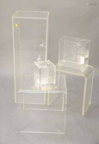 Five piece lucite and plexiglass group, tallest piece: