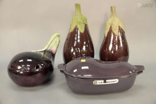 Group of four eggplant form pieces to include Fitz and