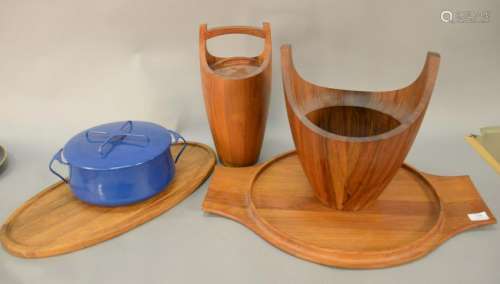 Group of five Dansk pieces to include two teak ice