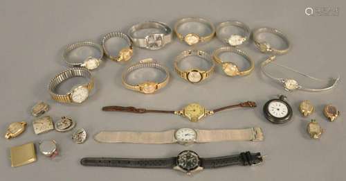 Bag lot of vintage ladies wristwatches and works, one