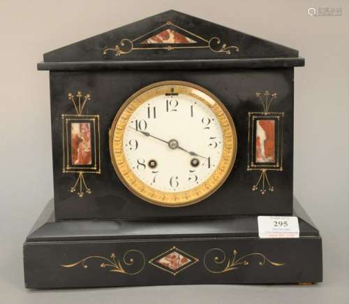 Chelsea slate mantle clock with enameled white dial and