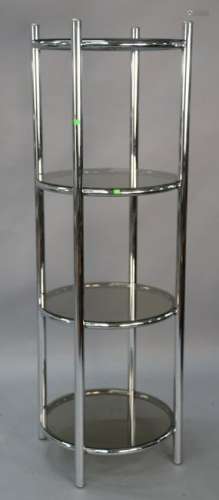 Contemporary cylindrical chrome etagere, ht. 66 1/2