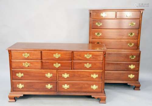 Two piece Statton cherry chests to include cheston