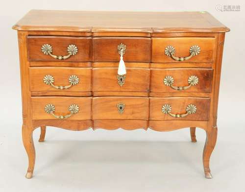 Louis XV style fruitwood commode. ht. 32 1/2 in. top: