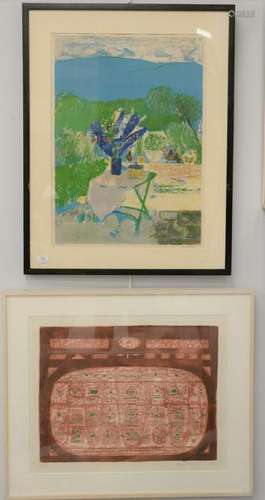 Three framed lithographs, two Guy Bardone (1927 -