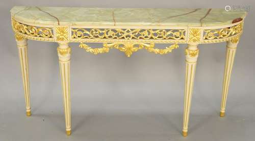 Louis XVI style hall table with onyx top. height 33