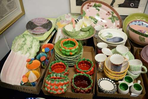 Six tray lots of pottery, hand painted pottery, and