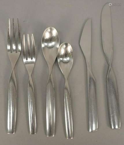 Sasaki Ward Bennett modern stainless flatware set.