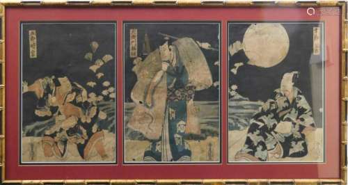 TOYOKUNI (JAPAN 1769-1825) TRIPTYCH WOODBLOCKS