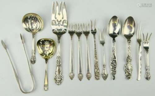 13pcs STERLING SILVER FLATWARE FROM VARIOUS MAKERS
