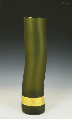 SALVIATI VENEZIA TALL FREE FORM BLOWN GLASS VASE