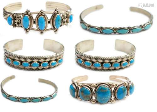 5pcs STERLING SILVER TURQUOISE CUFF BRACELETS