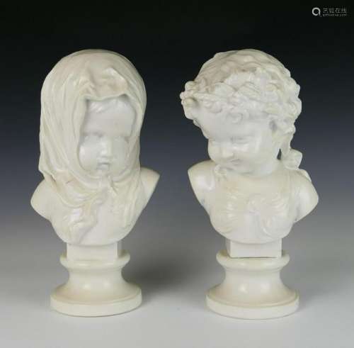 PAIR OF CONTINENTAL PORCELAIN HIVER & ETE BUSTS