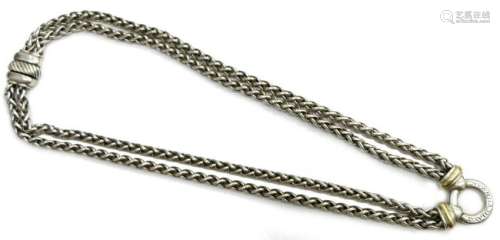 DAVID YURMAN STERLING 18K ROPE WHEAT LINK NECKLACE