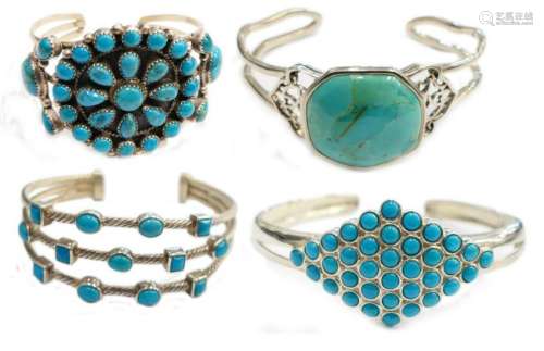 4pcs STELRING SILVER TURQUOISE CUFF BRACELETS