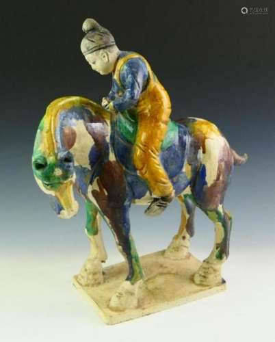 CHINESE TANG SANCAI HORSE AND RIDER FIGURE
