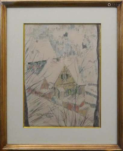 R. STAIB (GERMAN 20th C) WATERCOLOR OF GALLENBACH