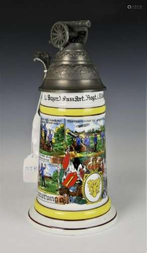 GERMAN HAND PAINTED REGIMENTAL BEER STEIN