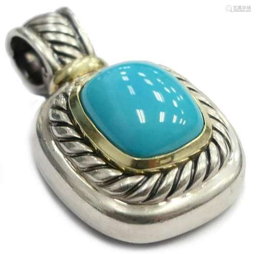 DAVID YURMAN STERLING 14K TURQUOISE PENDANT