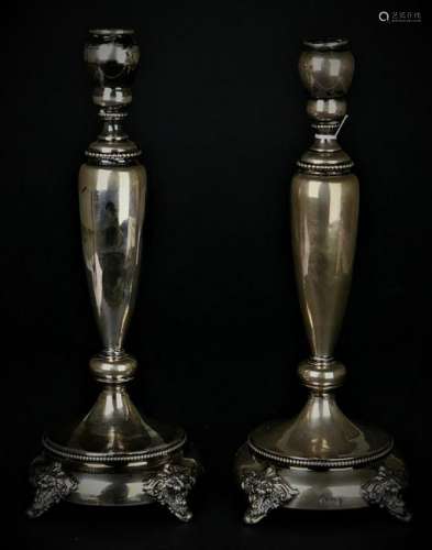 Pr OF GERMAN 800 SILVER FOOTED CANDLESTICK HOLDERS