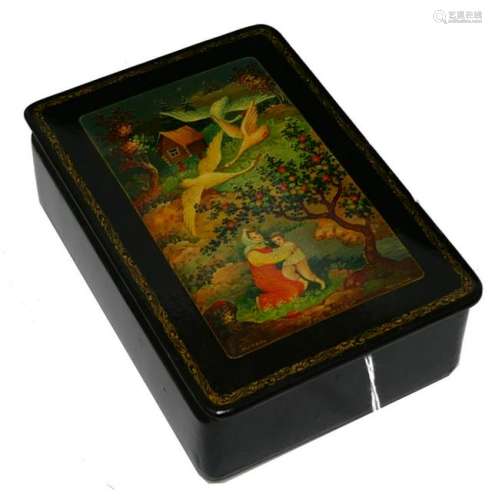 1960's RUSSIAN HAND PAINTED FAIRY TALE LACQUER BOX