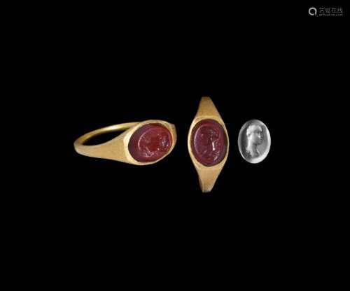 Roman Gold Ring with Bust Gemstone