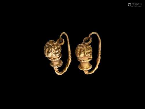 Roman Gold Earrings with Faces