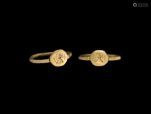 Byzantine Gold Ring with Engraved Bezel