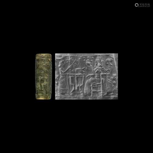 Neo-Assyrian Cylinder Seal with Banquet Scene
