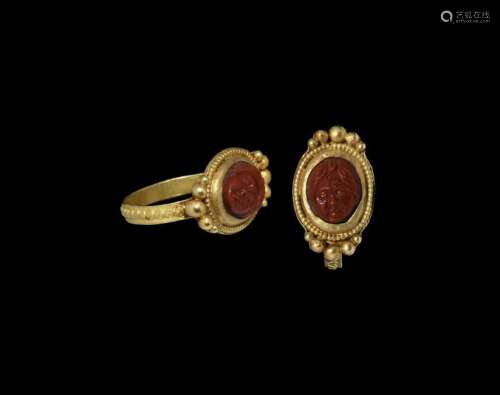 Roman Gold Ring with Female Portrait Cameo