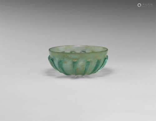 Roman Pale Green Ribbed Glass Bowl