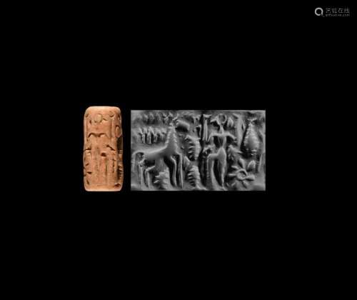Western Asiatic Cylinder Seal with Standing God