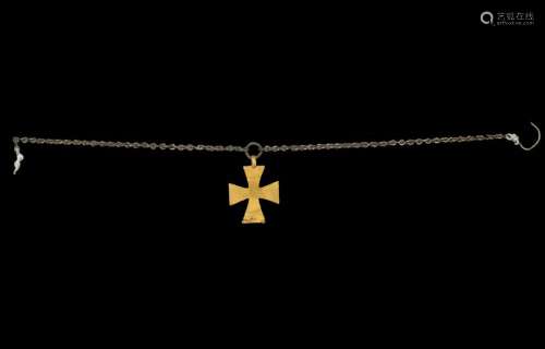 Byzantine Gold Cross with Silver Chain