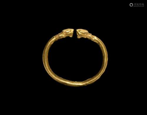 Parthian Gold Bracelet with Lion-Head Terminals