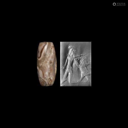 Agate Cylinder Seal with Combat Scene