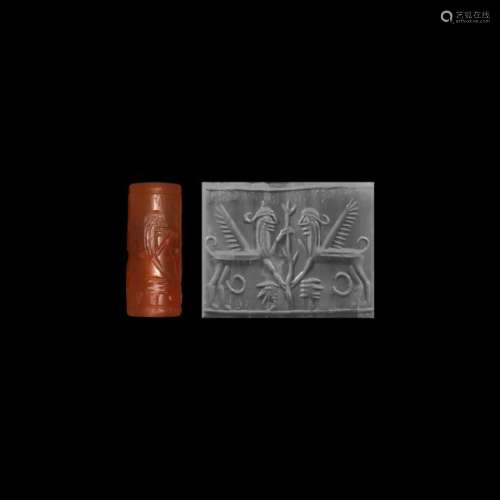 Syro-Cypriot Cylinder Seal with Tree / Sphinxes