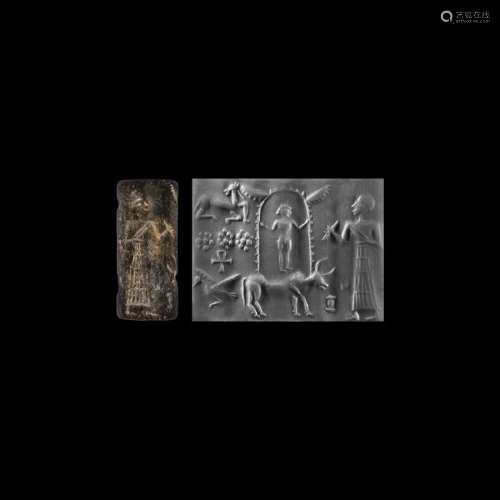 Cylinder Seal with Worshipping Scene