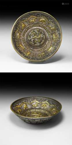 Post Medieval Gilt Silver Bowl with Animals