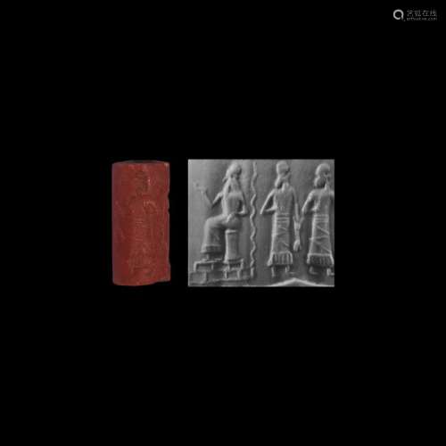Old Babylonian Cylinder Seal Worshipping Scene