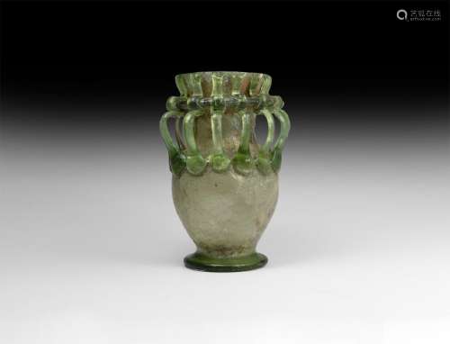 Roman Green Glass Vase with Trail Decoration