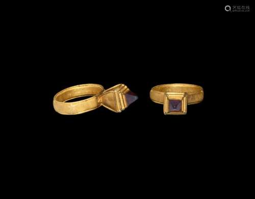 Byzantine Gold Ring with Pyramidal Garnet