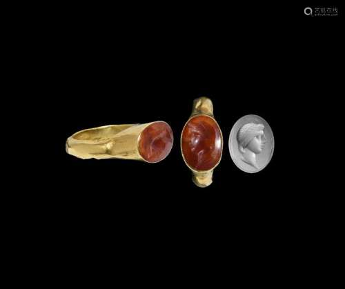 Roman Gold Ring with Portrait Gemstone