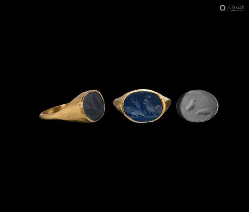Roman Gold Ring with Birds Gemstone