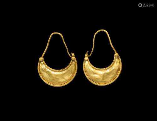 Roman Gold Lunate Earring Pair