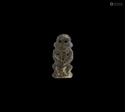 Egyptian Black Serpentine Pataikos Amulet