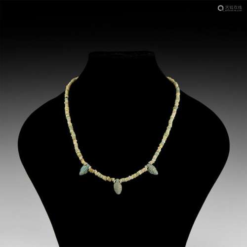 Romano-Egyptian Faience Bead Necklace with Grape Bunch