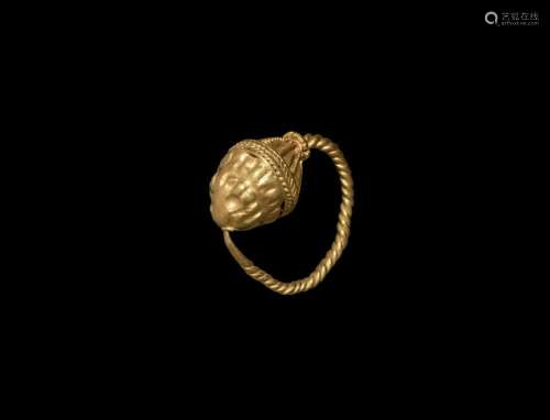 Greek Gold Lion-Headed Earring