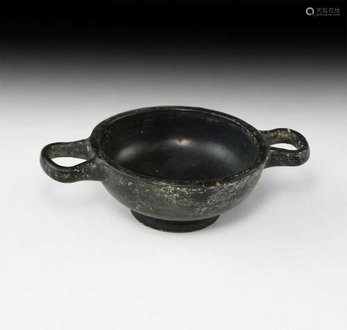 Greek Blackware Twin-Handled Skyphos