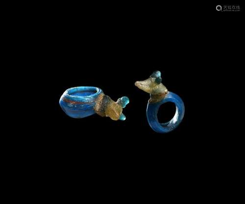 Romano-Egyptian Glass Ring with Head of Anubis